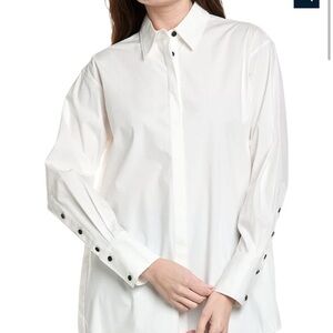 Proenza Schouler White Button-Front Long Sleeve Blouse